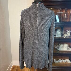 Calvin Klein Jeans Oversized Gray Quarter Zip Ribbed Sweater Size L